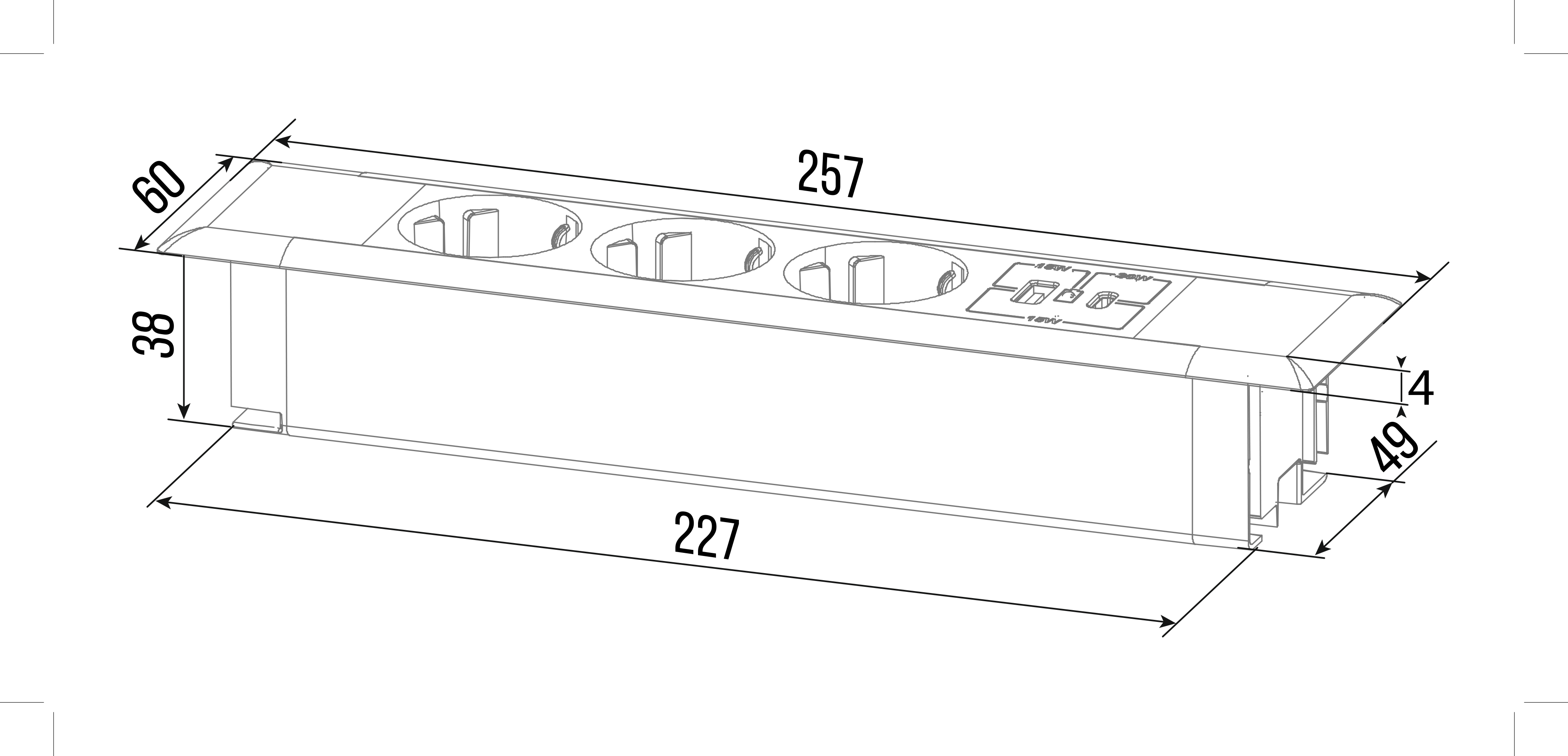 Электрификация Блок розеток встраиваемый в стол (3 розетки, USB-A, USB-C) G4103T-2AC.N Серебро/Черны
