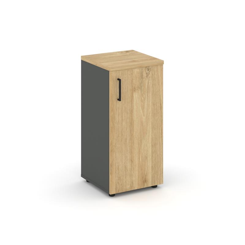 Стайл Проджект Шкаф низкий узкий SN.STU.E-301(R) Антрацит NEW/Тиквуд Светлый/Черный Ручки 400*400*83