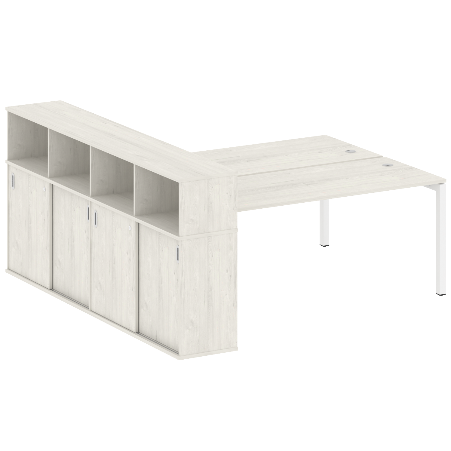 Метал Систем Куатро Рабочая станция с шкафом-купе на П-образном м/к 50БП.РС-СШК-4.5 Т Дуб Наварра/Ме