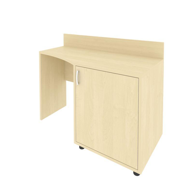 Лайт Стол (узкий) с тумбой и бортиком С-СТУ-120 (R) Клен 1200*550/400*750