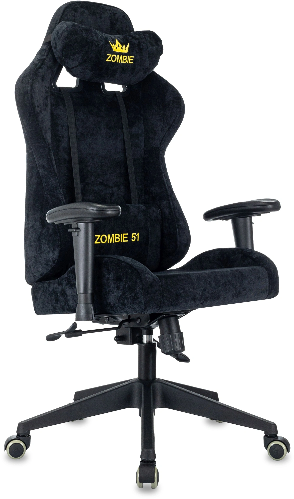 Кресло игровое Zombie 51 черный Light-20 с подголов. крестов. пластик