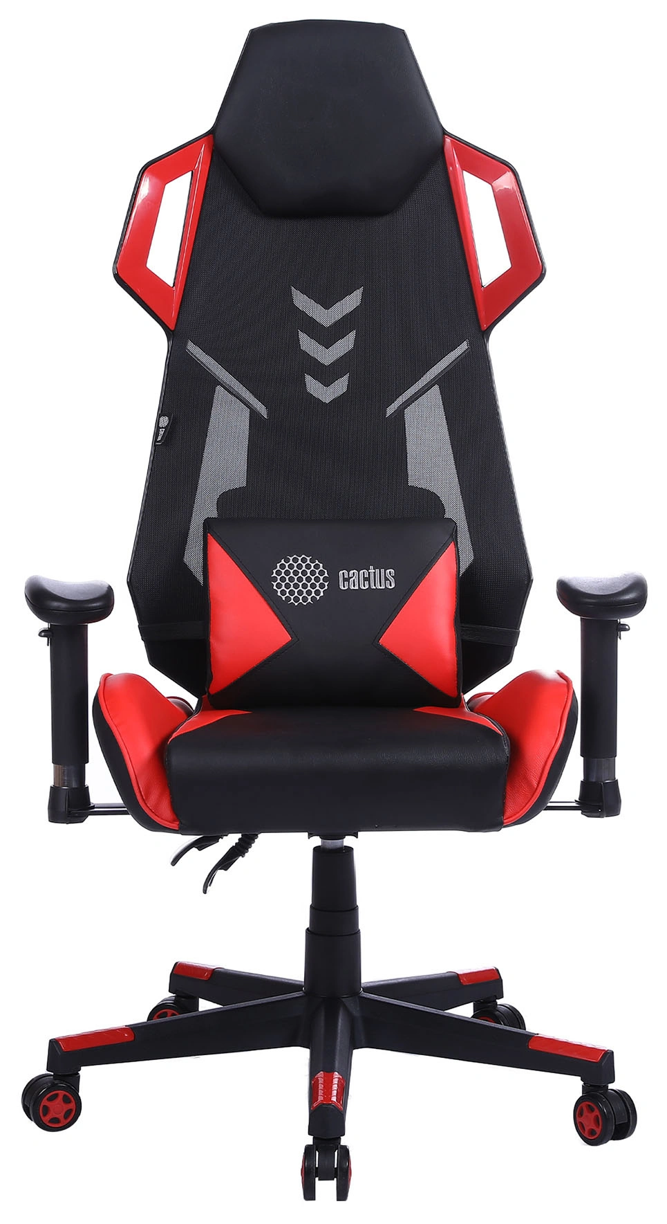 Кресло игровое Cactus CS-CHR-090 черный/красный экокожа/сетка крестов. нейлон