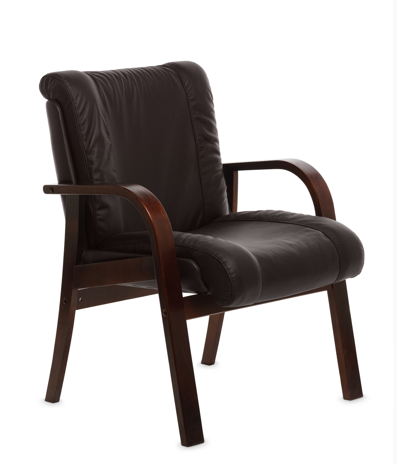 Кресло для посетителей Master D коричневая кожа