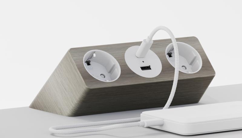 Электрификация Блок розеток настольный с одним крепежом (2 розетки, USB-A, USB-C) G1002A-2AC.N Сереб