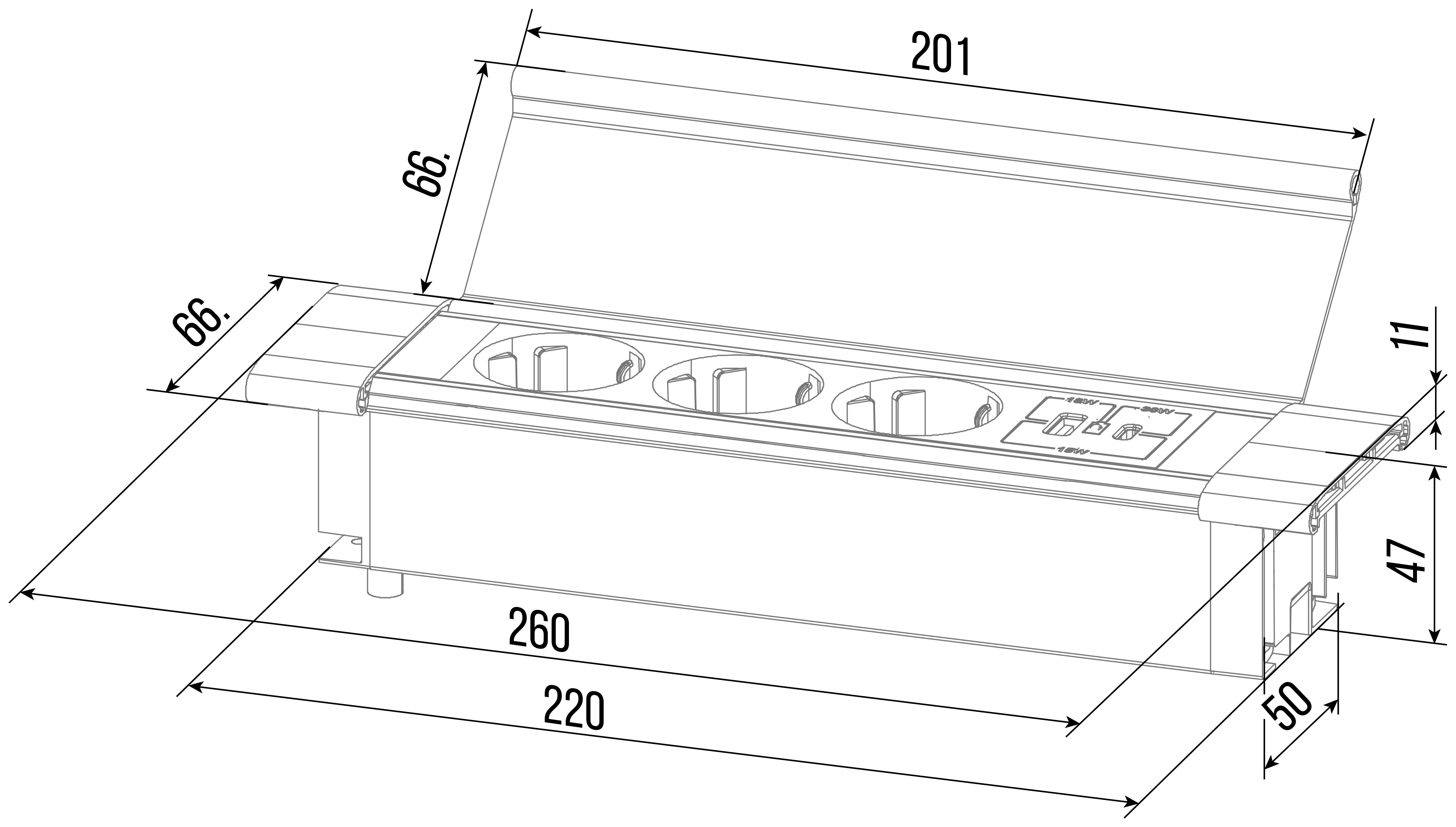 Электрификация Блок розеток с откидной крышкой (3 розетки, USB-A, USB-C) G4103Q-2AC.N Серебро/Черный